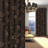 BOULEVARD - Beautiful Brown Velvet-Wool Hand-Embroidery FULLY-LINED Crewel Curtain