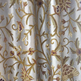 Beautiful Silk Dupion FULLY-LINED Crewel Curtain-Hand-Embroidered Crewel Curtain- Silk Dupion Crewel Fabric- Silk Crewel Curtain